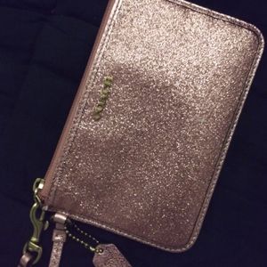 Coach glitter wristlet in pink